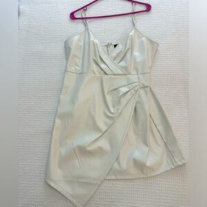 Pleather White Faux Wrap Dress